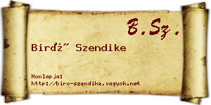 Biró Szendike névjegykártya